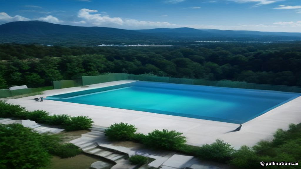 Aerial view of a luxury modern mansion with an infinity pool and manicured estate grounds