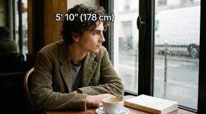 A side-by-side promotional shot highlighting how tall is timothee chalamet compared to his co-stars during a press tour.